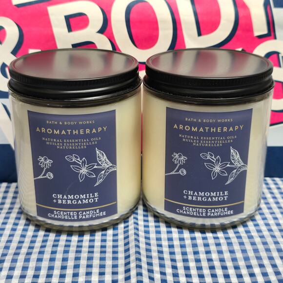 BBW Aromatherapy Sleep Chamomile 2 Single Wick Candles Home Fragrance Decor - Picture 1 of 2